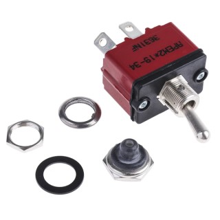 APEM Toggle Switch Panel Mount On-Off SPST Tab Terminal 12A 28V AC/DC Brass Actuator 3631NF/2