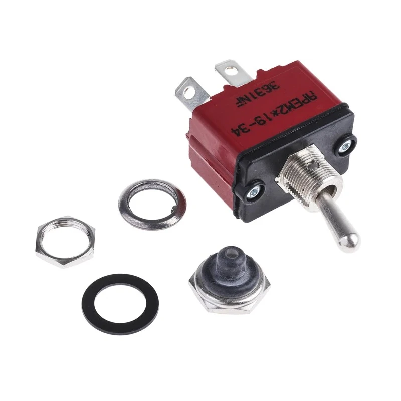 APEM Toggle Switch Panel Mount On-Off SPST Tab Terminal 12A 28V AC/DC Brass Actuator 3631NF/2