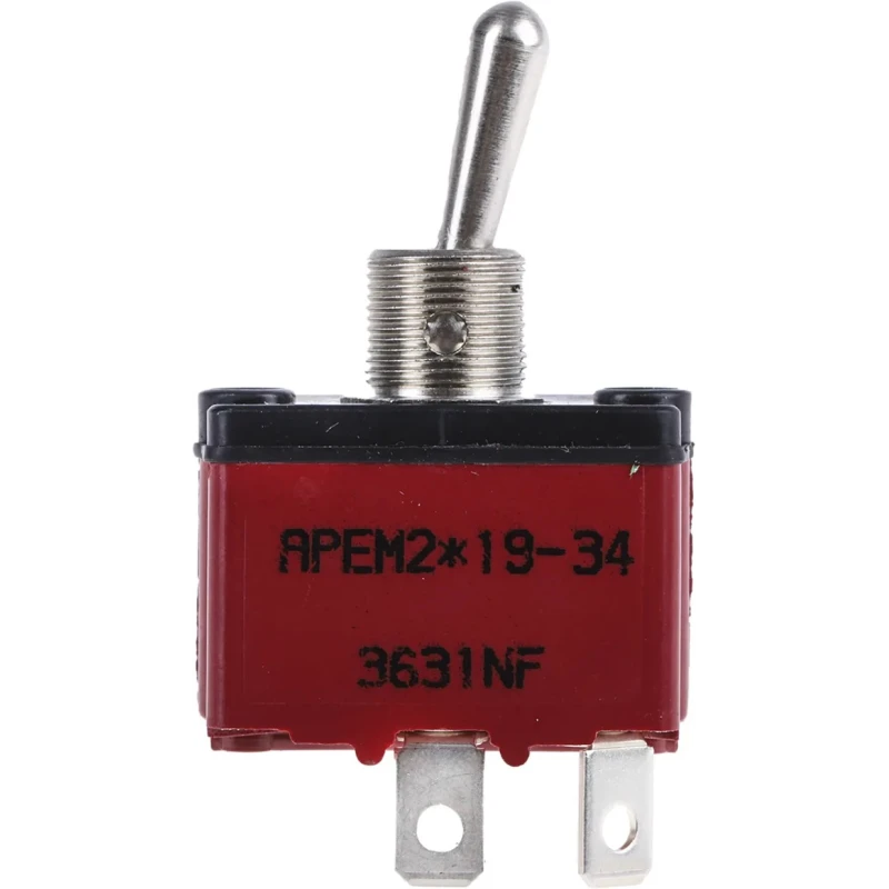 APEM Toggle Switch Panel Mount On-Off SPST Tab Terminal 12A 28V AC/DC Brass Actuator 3631NF/2