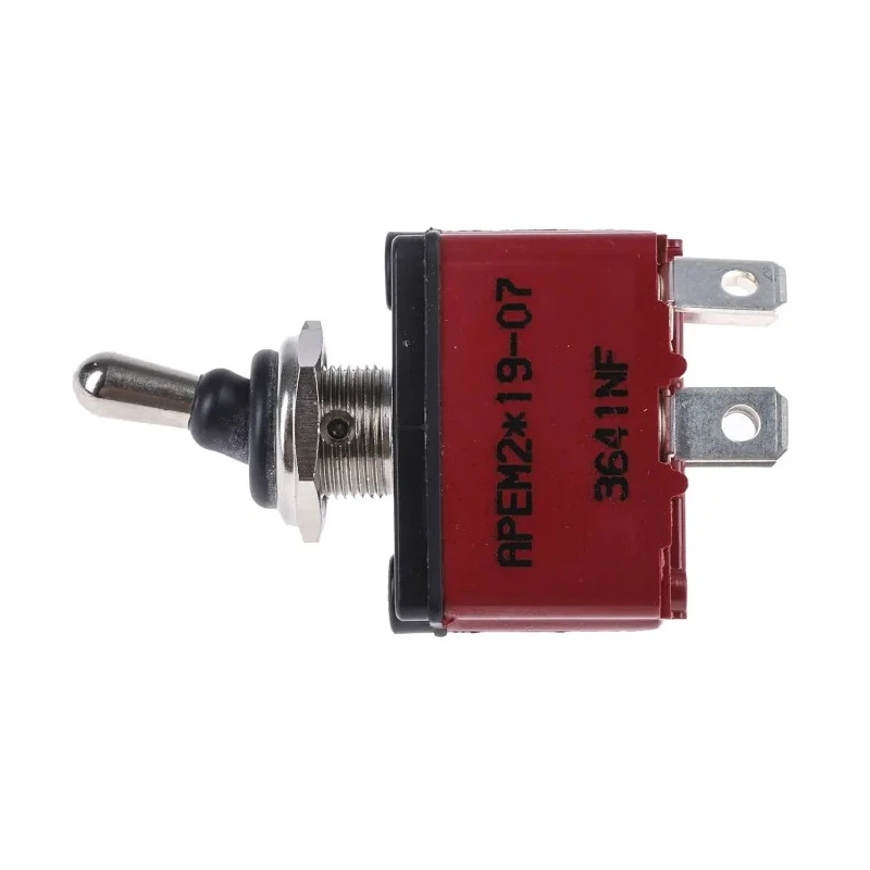APEM Panel Mount Toggle Switch, On-Off, DPST, Tab Terminal, 28 V dc/ac, 12A, Brass Actuator, IP67, 3600NF Series 3641NF/2