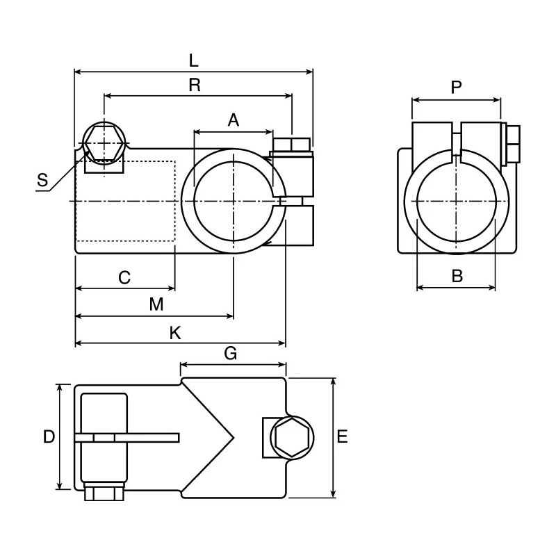 Rose+Krieger M8 Angle Clamp Connecting Component for Strut Profile 25 mm Groove Size 25 mm 112500000200