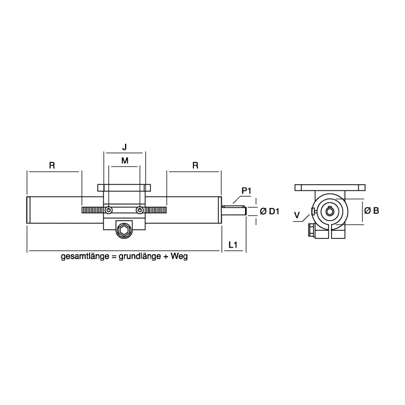 Rose+Krieger E Steel Linear Motion Component 30 mm Diameter 500 mm Length 78130110500