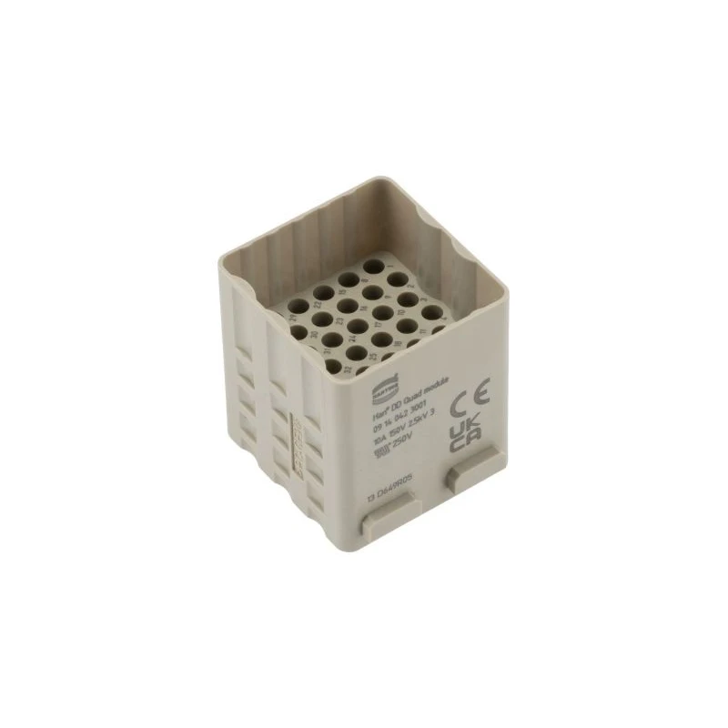 HARTING Heavy Duty Power Connector Module, 10A Current Rating, HAN Modular Series Male, 42 Contacts, 150V, Cable 09140423001