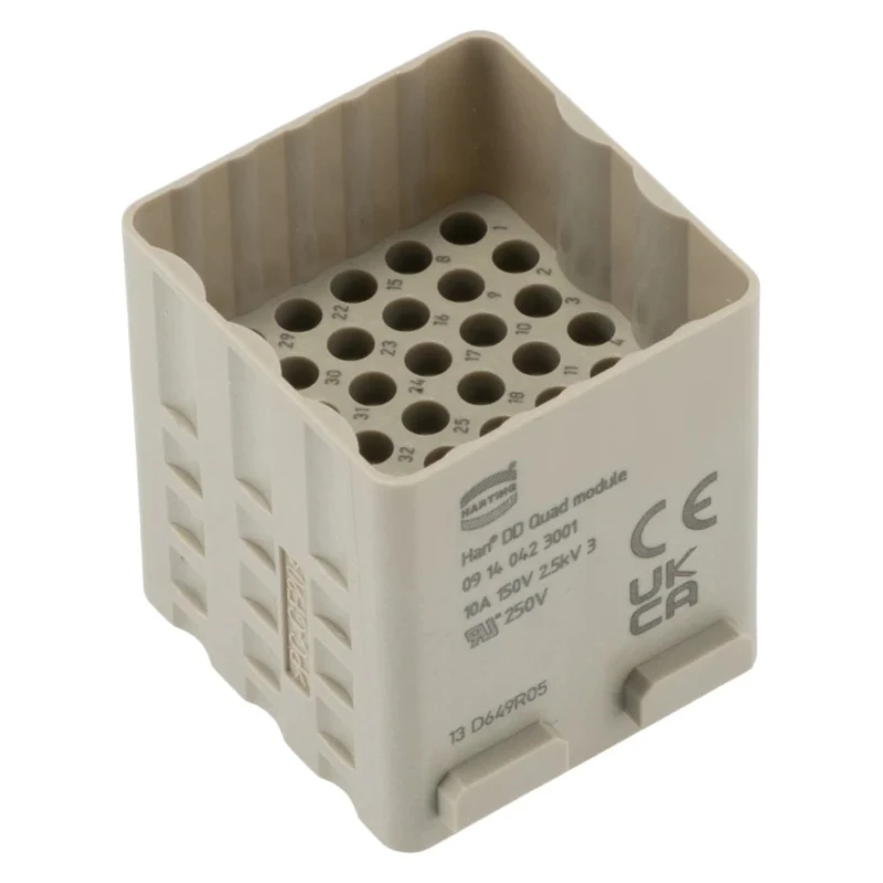 HARTING Heavy Duty Power Connector Module, 10A Current Rating, HAN Modular Series Male, 42 Contacts, 150V, Cable 09140423001