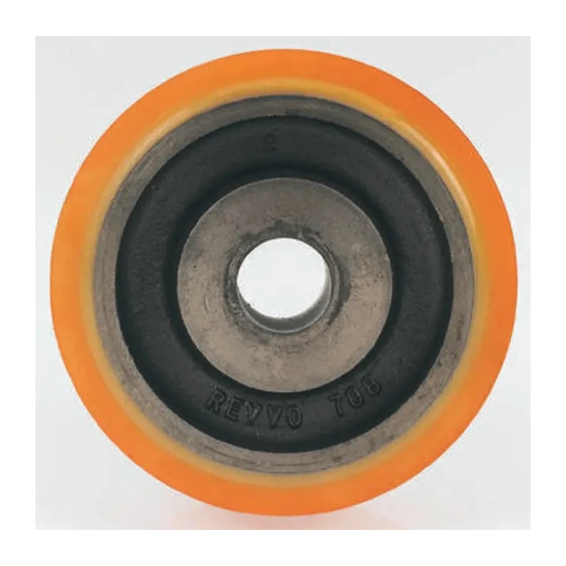 Revvo Polyurethane Trolley Wheel 200mm Diameter 60mm Width Cast Iron Hub Plain Bore 30mm Bore Diameter 70mm Bore 420-8933