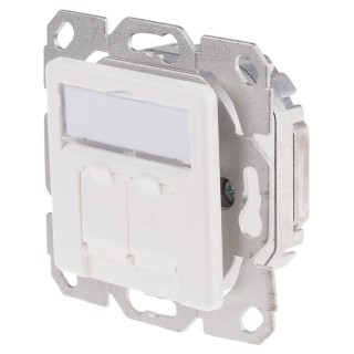 RS PRO 45° Cat5e 2 Way RJ45 Fully Shielded Network Faceplate 60mm Width 49mm Depth 422-6060