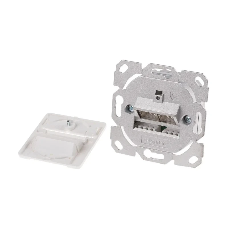 RS PRO 45° Cat5e 2 Way RJ45 Fully Shielded Network Faceplate 60mm Width 49mm Depth 422-6060