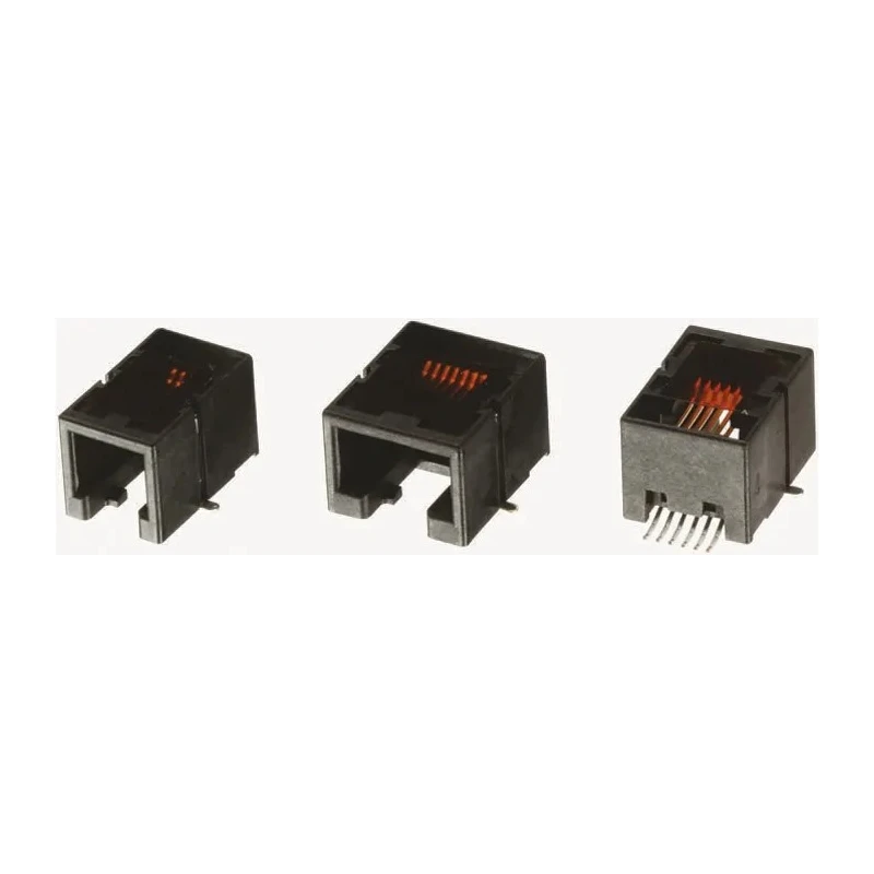 Molex RJ11 Female Surface Mount Cat3 UTP Shielded Right Angle Modular Jack Connector 1 Port 6 Way 
