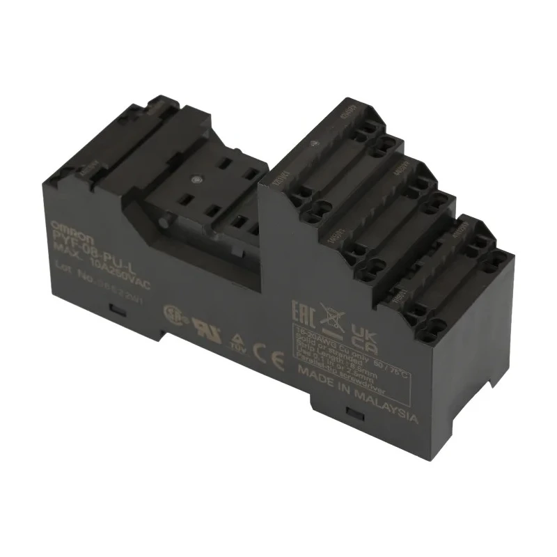 Omron 250V AC 10A 8-Contact DIN Rail Relay Socket for H3Y and H3YN Series Timers PYF-08-PU-L