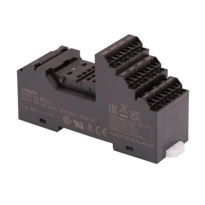Omron 14 Way DIN Rail Mount Relay Socket 250V AC 6A Push-In Terminals PYF-14-PU-L