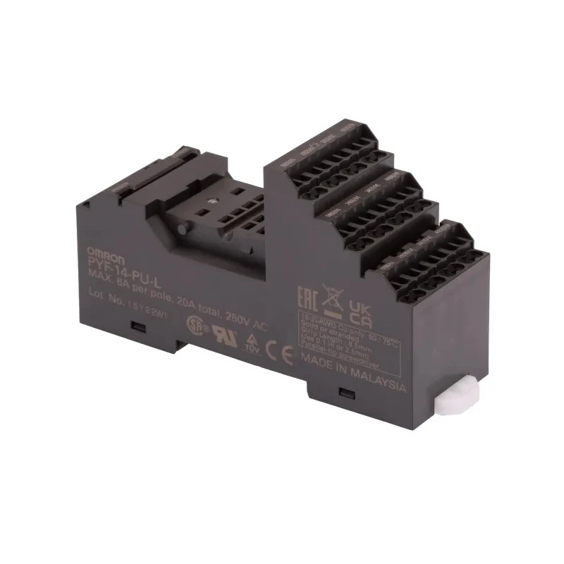 Omron 14 Way DIN Rail Mount Relay Socket 250V AC 6A Push-In Terminals PYF-14-PU-L