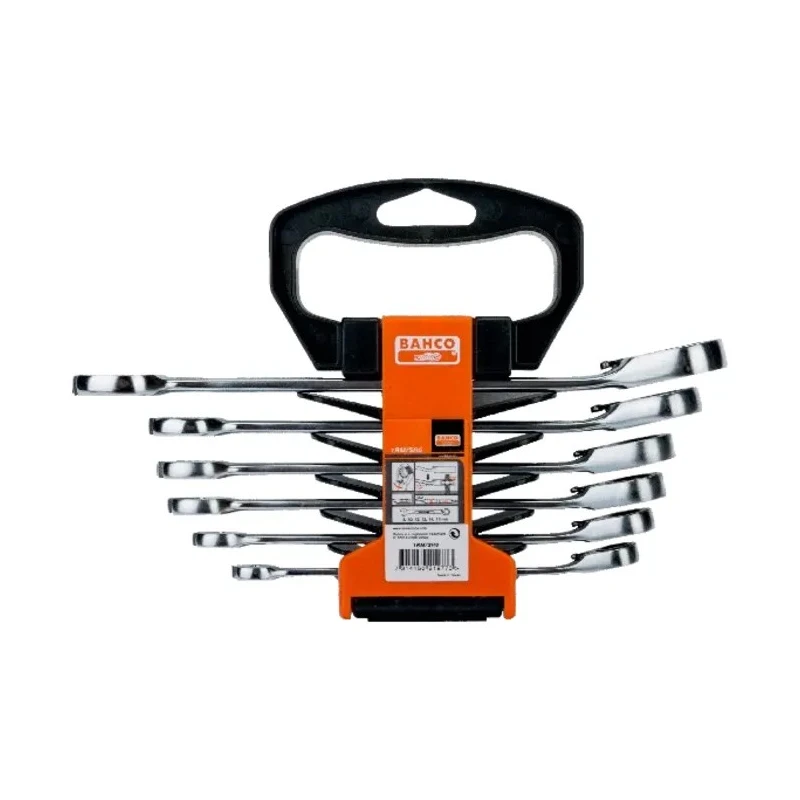 Bahco 6-Piece Ratchet Spanner Set 8 to 17 mm Chrome Vanadium Steel 1RM/SH6