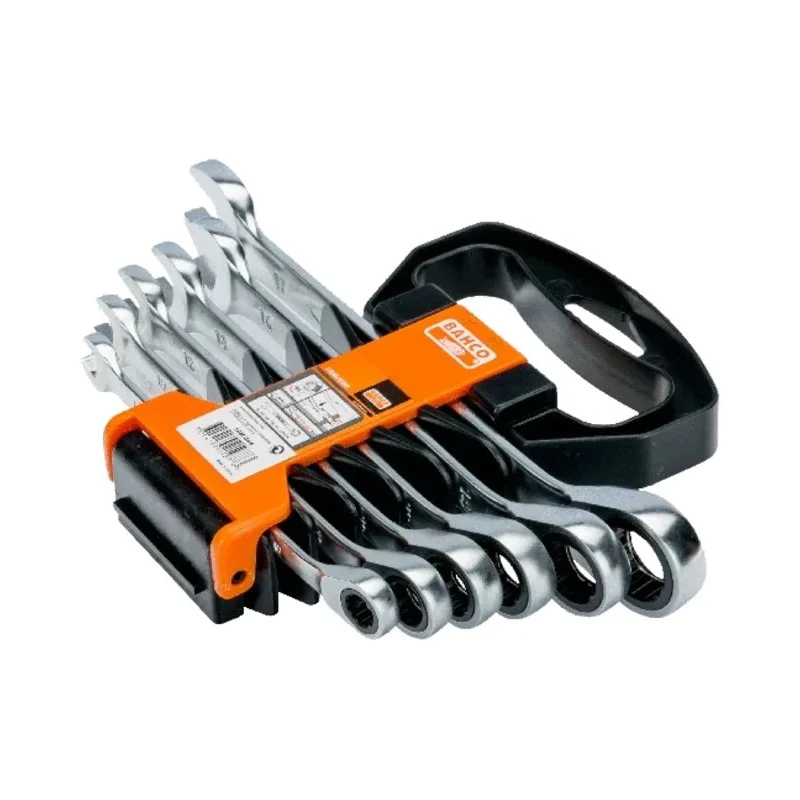 Bahco 6-Piece Ratchet Spanner Set 8 to 17 mm Chrome Vanadium Steel 1RM/SH6