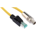 HARTING M12 Cat6a Shielded Ethernet Cable M12 Male to RJ45 Male 2m Yellow PVC 