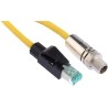 HARTING M12 Cat6a Shielded Ethernet Cable M12 Male to RJ45 Male 2m Yellow PVC