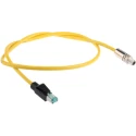 HARTING M12 Cat6a Shielded Ethernet Cable M12 Male to RJ45 Male 2m Yellow PVC 