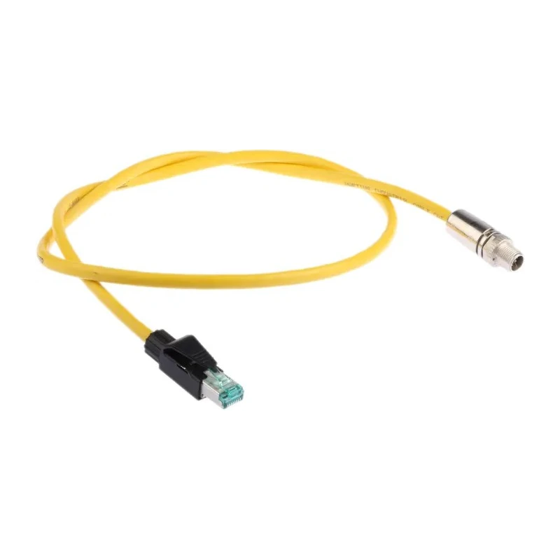 HARTING M12 Cat6a Shielded Ethernet Cable M12 Male to RJ45 Male 2m Yellow PVC 