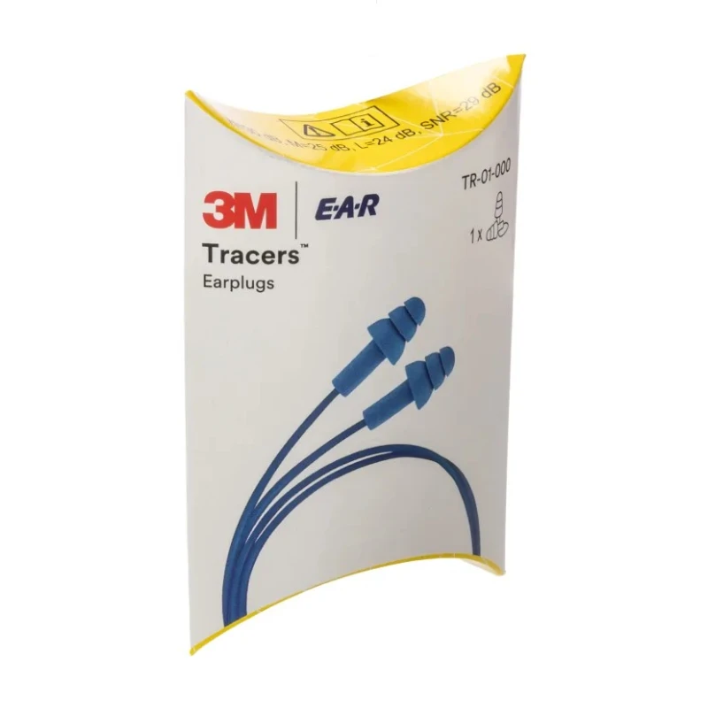 3M E.A.R Tracer Series Blue Reusable Corded Ear Plugs Metal Detectable 29 dB Noise Reduction TR-01-000