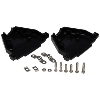 MH Connectors D-Sub Backshell ABS Housing Straight Orientation 37 Contacts Strain Relief MHCCOV-37SC-BK