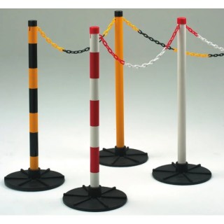 JSP White and Red Safety Barrier Post and Chain Kit HDE140-005-400