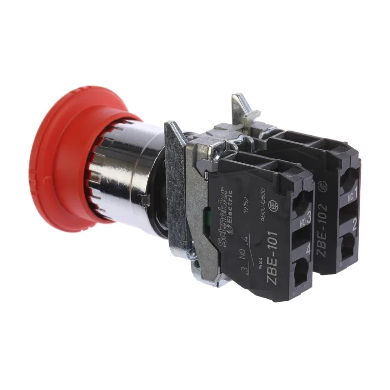 Schneider Electric Harmony XB4 Series Twist Release Emergency Stop Push Button, Panel Mount, 22 mm Cutout, SPDT XB4BS8445