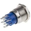 RS PRO Illuminated Stainless Steel Momentary Push Button Switch, DPDT, Red LED, Panel Mount, 19.2 mm Cutout, IP67 111-3768