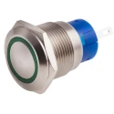RS PRO Illuminated Momentary Push Button Switch Panel Mount 19.2 mm Cutout SPDT Green LED IP67 250V 5A 111-3773