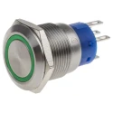 RS PRO Illuminated Push Button Switch Latching Panel Mount SPDT Green LED IP67 250 V AC 111-3774