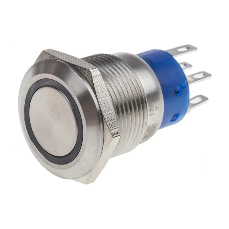 RS PRO Illuminated Momentary Push Button Switch, Panel Mount, DPDT, White LED, 19.2 mm Cutout, IP67, 250 V AC 5A 111-3778