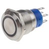 RS PRO Illuminated Momentary Push Button Switch, Panel Mount, DPDT, White LED, 19.2 mm Cutout, IP67, 250 V AC 5A 111-3778
