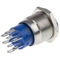 RS PRO Illuminated Momentary Push Button Switch, Panel Mount, DPDT, White LED, 19.2 mm Cutout, IP67, 250 V AC 5A 111-3778