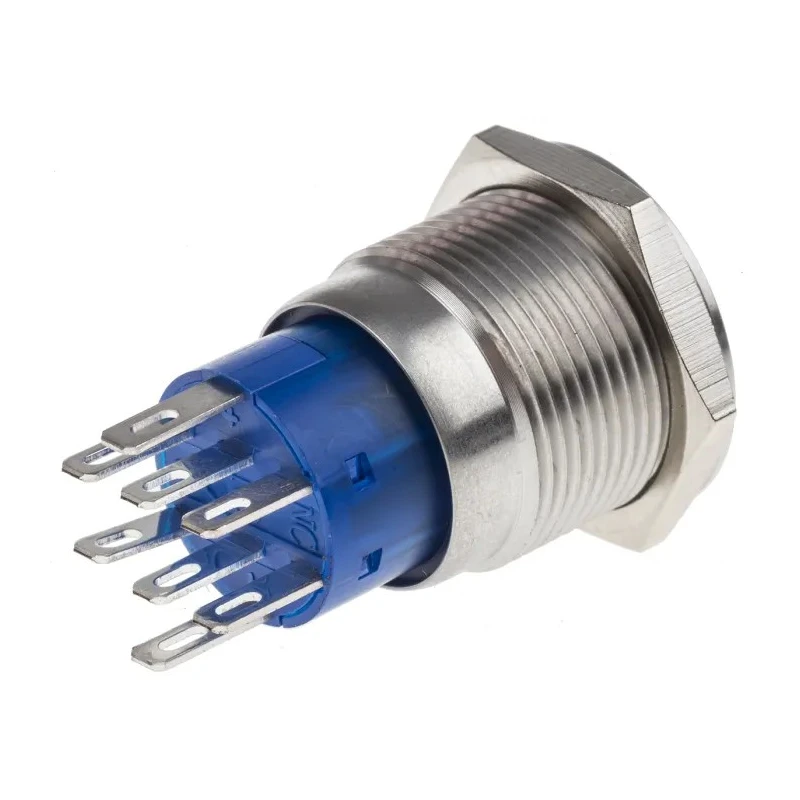 RS PRO Illuminated Momentary Push Button Switch, Panel Mount, DPDT, White LED, 19.2 mm Cutout, IP67, 250 V AC 5A 111-3778