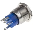 RS PRO Illuminated Latching Push Button Switch, Panel Mount, 19.2 mm Cutout, SPDT, White LED, IP67, 250 V AC, 5A 111-3779