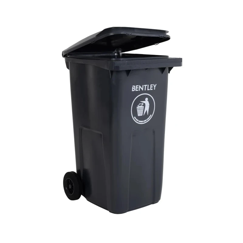 RS PRO 240L Grey Flip Plastic Wheelie Bin Waste Bin 424-9316