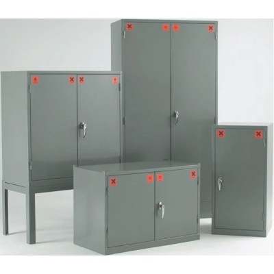 RS PRO Grey Steel Lockable 2 Door Hazardous Substance Cabinet 1.82 m Height x 915 mm Width x 457 mm Depth 3 Shelves 424-5538
