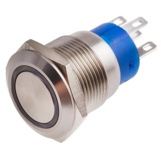 RS PRO Illuminated Push Button Switch Latching Panel Mount SPDT Red LED IP67 19.2 mm Cutout 250 V AC 5A 111-3859
