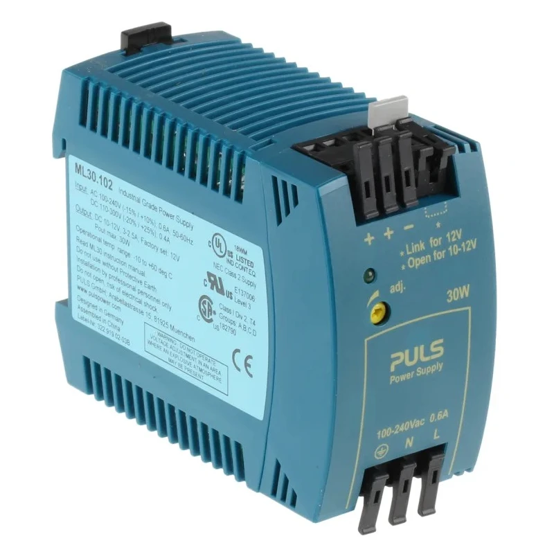 MEAN WELL MiniLine Switched Mode DIN Rail Power Supply 240V AC Input 12V DC Output 3A 30W ML30.102