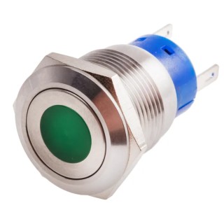 RS PRO Illuminated Push Button Switch Latching Panel Mount SPDT Green LED IP67 250 V 5A 111-3895
