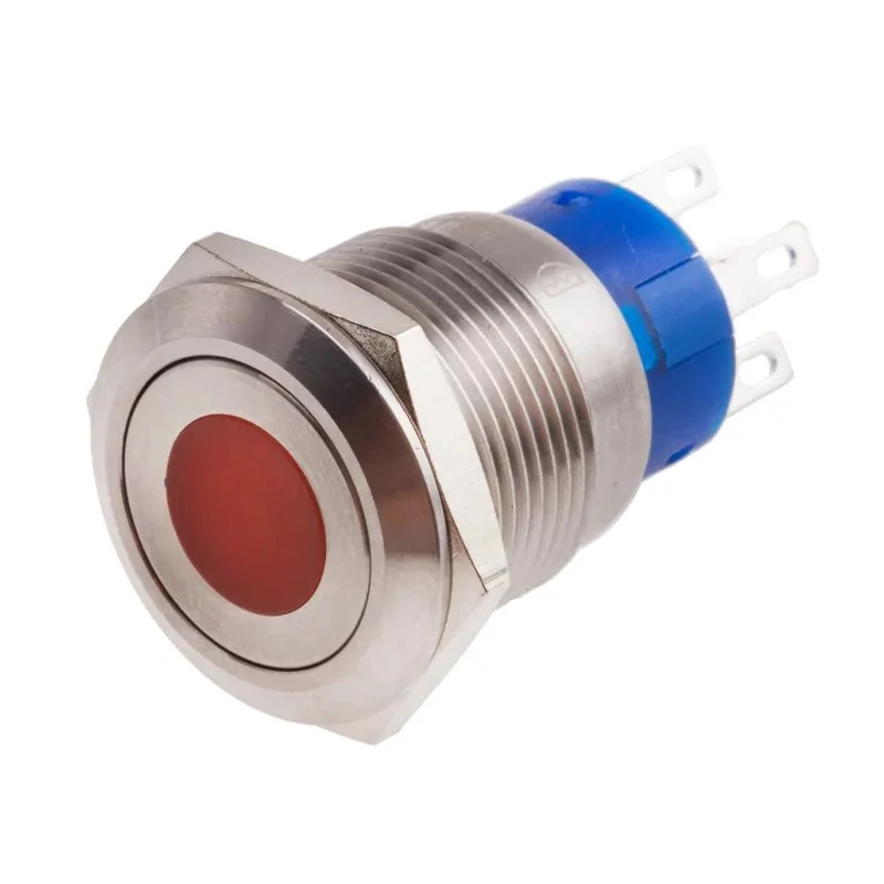 RS PRO Illuminated Push Button Switch Momentary Panel Mount SPDT Red LED IP67 19.2 mm Cutout 111-3894