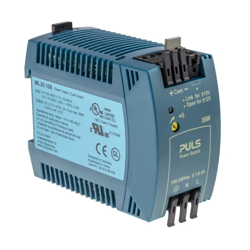 PULS MiniLine MLY Switched Mode DIN Rail Power Supply 240V AC Input 15V DC 1.5A Output 36W ML30.106