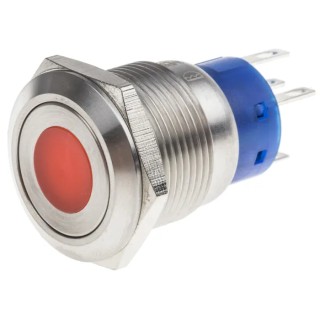 RS PRO Illuminated Push Button Switch, Latching, SPDT, Red LED, Panel Mount, 19.2 mm Cutout, 250 V AC, IP67, Model 111-3893