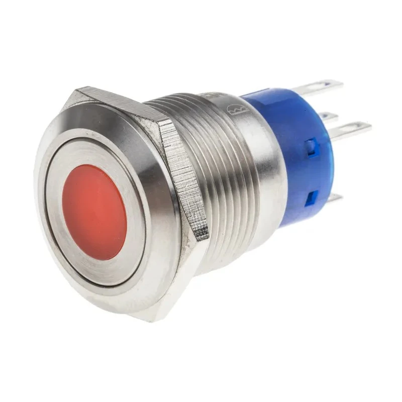 RS PRO Illuminated Push Button Switch, Latching, SPDT, Red LED, Panel Mount, 19.2 mm Cutout, 250 V AC, IP67, Model 111-3893