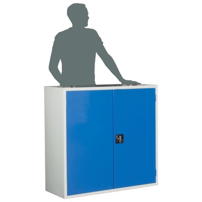 RS PRO Steel Floor Standing Storage Cabinet 1.02m Width x 1m Height x 430mm Depth Blue/Grey 3 Shelves Lockable 424-5443