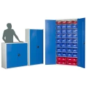RS PRO Steel Floor Standing Storage Cabinet 1.02m Width x 1m Height x 430mm Depth Blue/Grey 3 Shelves Lockable 424-5443