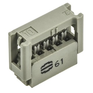 HARTING 10-Way IDC Connector Female for Cable, 2 Row, 1A, 320V AC, Gold and Tin Plated Contacts 09185106803