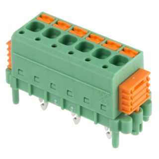 Phoenix Contact SDC 2.5/ 6-PV-5.0-ZB Series Straight PCB Terminal Block, 6 Contacts, 5 mm Pitch, 320V, 12A 1864079