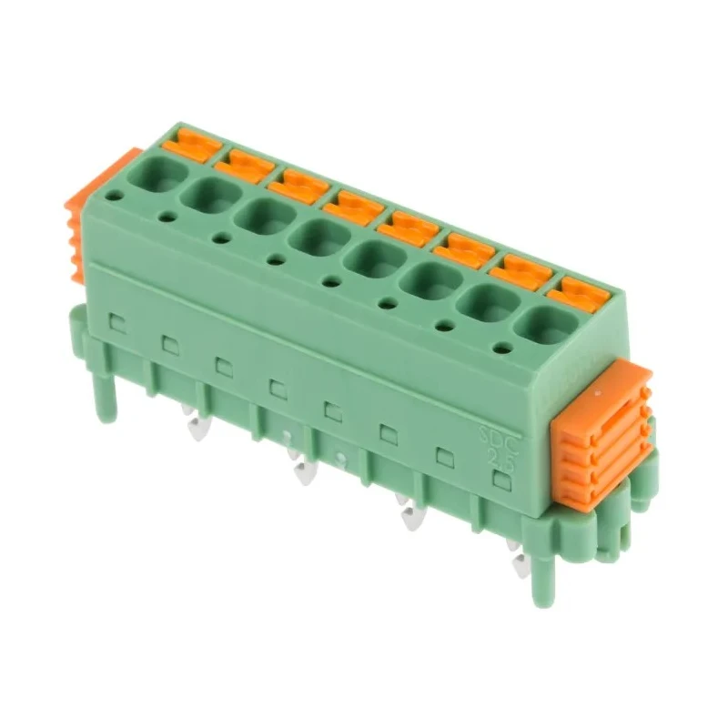 Phoenix Contact SPTAF 1/ 2-3.5-EL Series Angled Wave Soldering Mount PCB Terminal Block, 2 Contacts, 3.5 mm Pitch 1864095