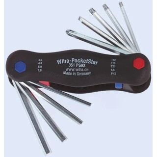 Wiha 9 Piece L Metric Hex Key Set Chrome Vanadium Steel Electro Plated Hex Sizes 3 to 6 mm and T10 to T20 25293