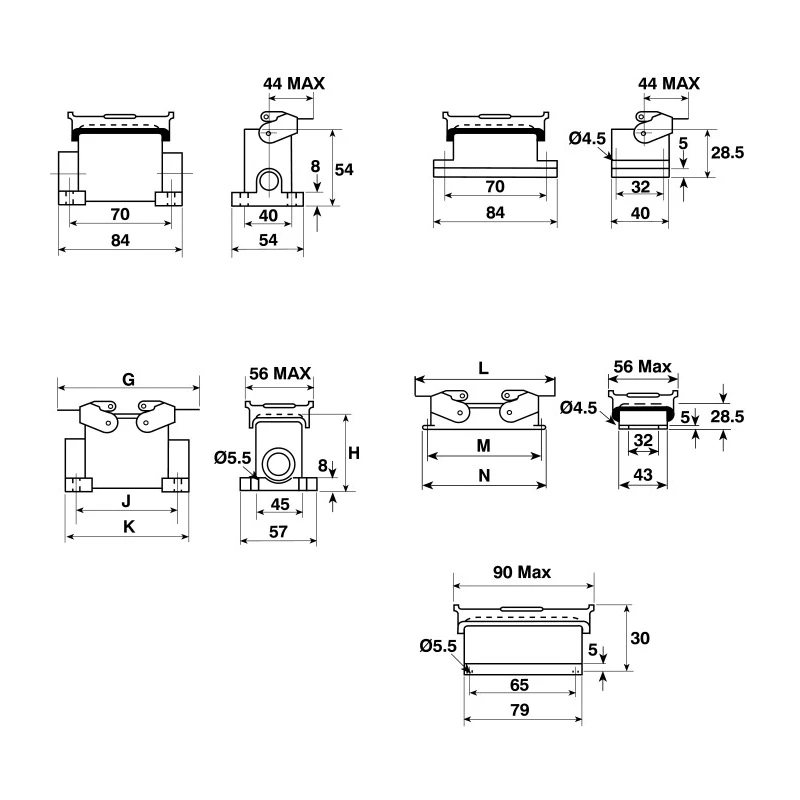EPIC H-BE Range Heavy Duty Power Connector Housing IP65, 1 Lever, M20 Thread Size 19005000+71200200