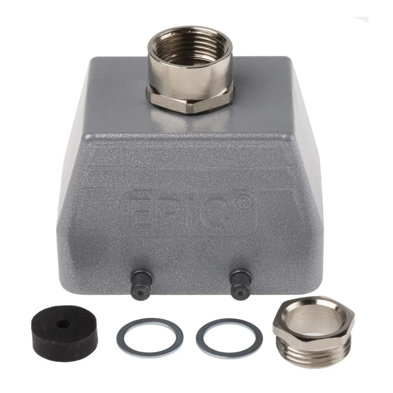 EPIC Heavy Duty Power Connector Hood Aluminium Alloy IP65 M20 Thread Size 10+E Poles 2 Levers 19040000+71201200